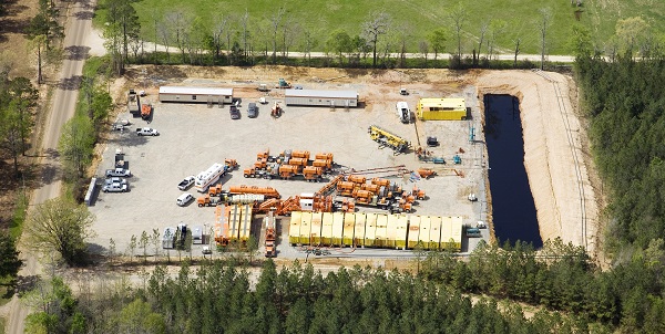 Fracturing Equipment Work in a US Shale Gas Well Site 